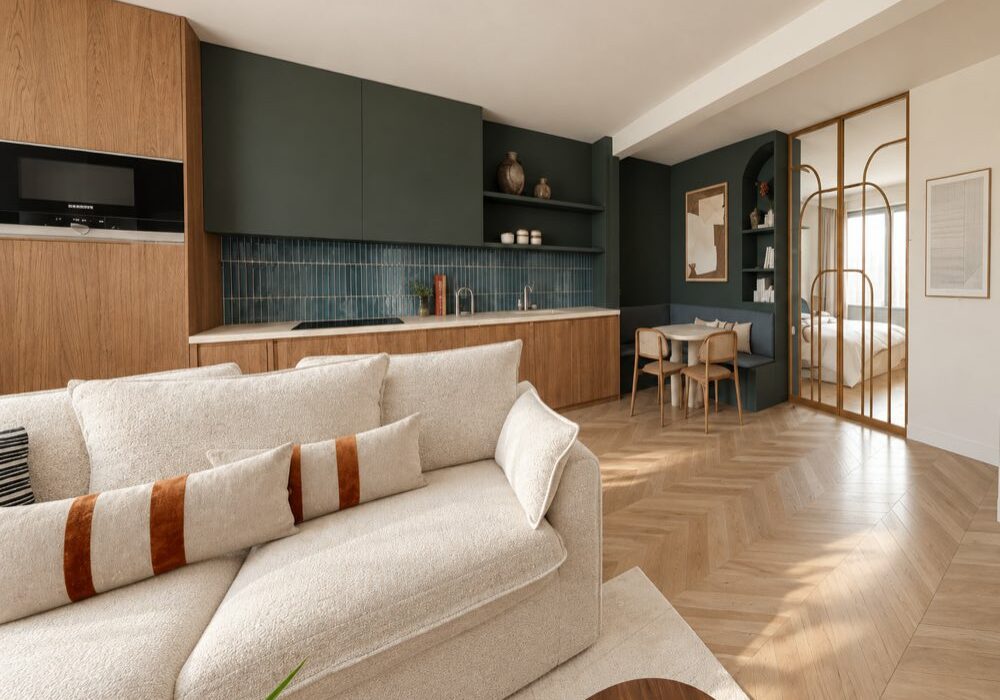 Projet Rouen : aménagement appartement Airbnb, vue 3D Eodesign